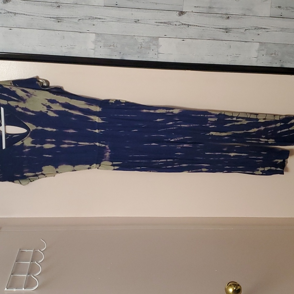 Good Luck Gem - Tie-Dye Maxi Dress in Navy and Olive